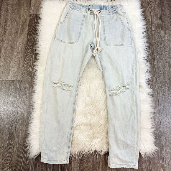 One Teaspoon Womens Shabbies Drawstring Boyfriend Jeans Denim Size XS Pull On - Picture 1 of 6